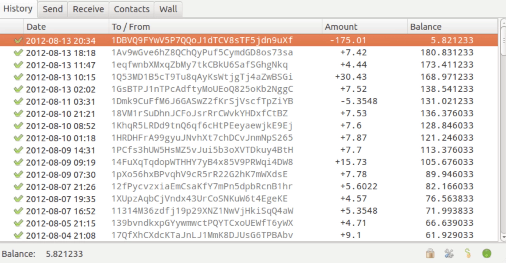 electrum lista operazioni