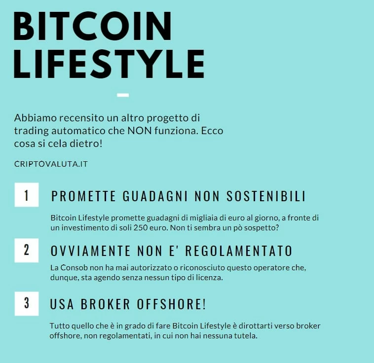 Bitcoin Lifestyle - cos'è e come funziona / Opinioni e recensioni - INFOGRAFICA a cura di Criptovaluta.it