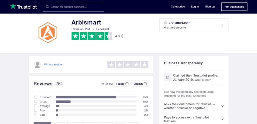 arbismart trustpilot