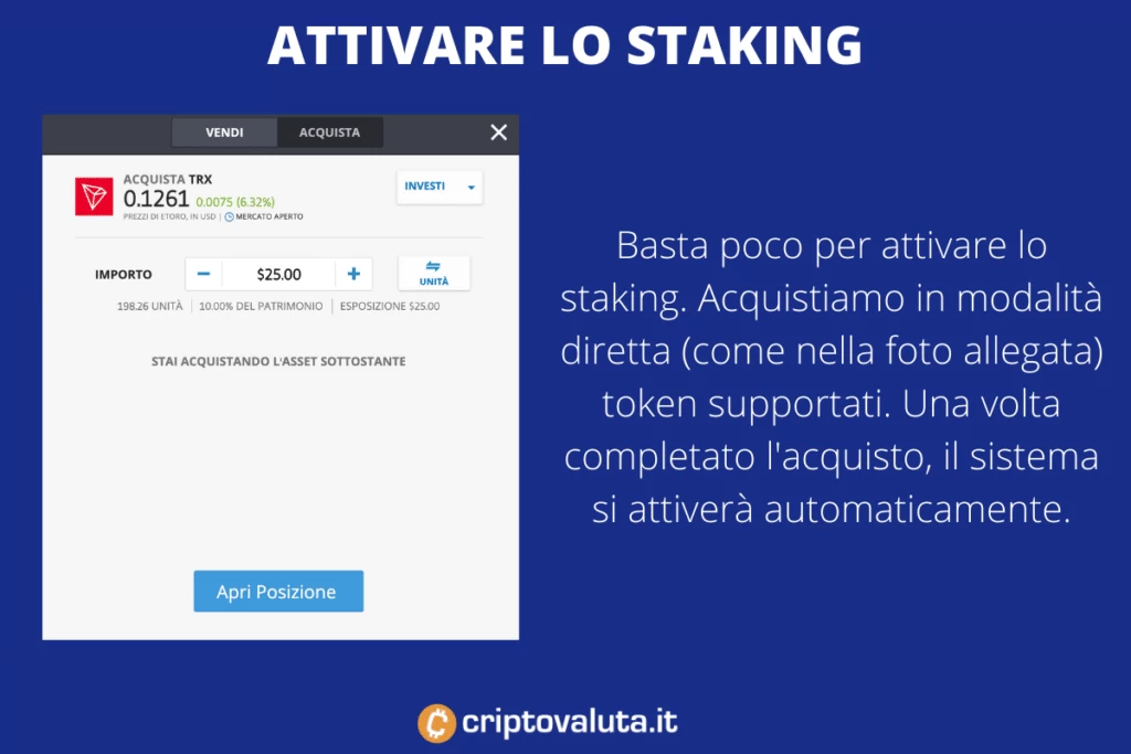 Staking eToro - criptovalute supportate