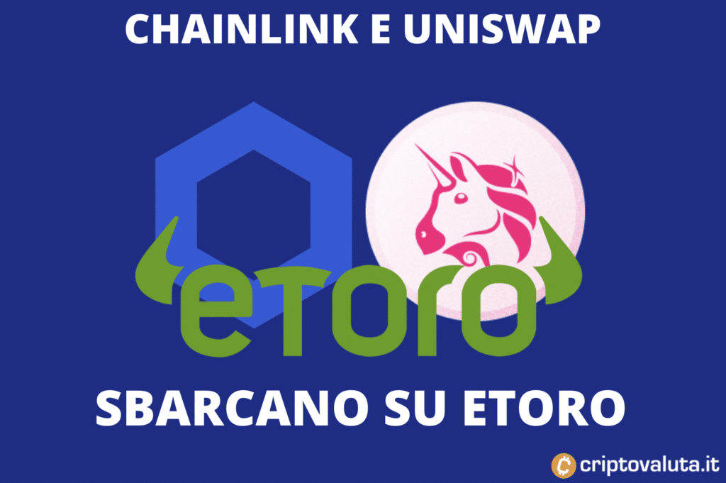 Listini eToro - aggiunte Uniswap e Chainlink