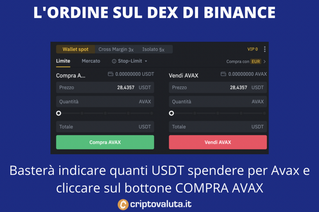 Ordine dex avalanche binance - a cura di Criptovaluta.it.