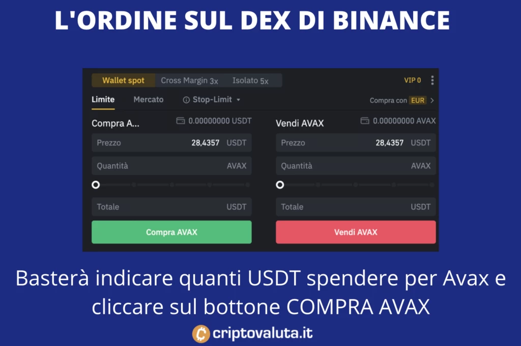 Ordine dex avalanche binance - a cura di Criptovaluta.it.