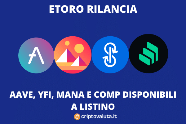 eToro - mana, yfi, aave e compound disponibili - di Criptovaluta.it