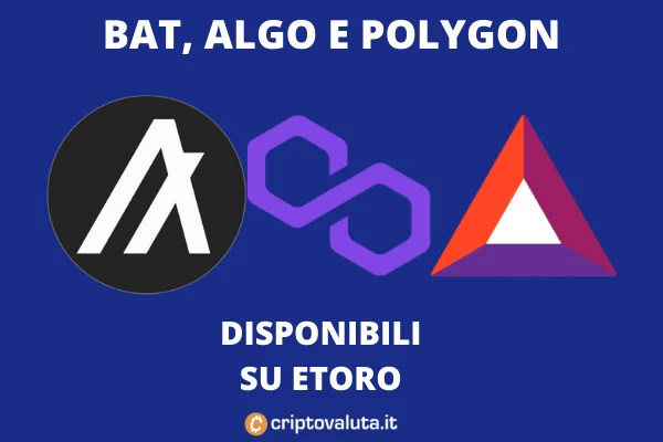 BAT, ALGO, MATIC sul listino di eToro