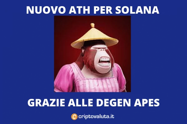 Solana vola grazie alle Degen Apes