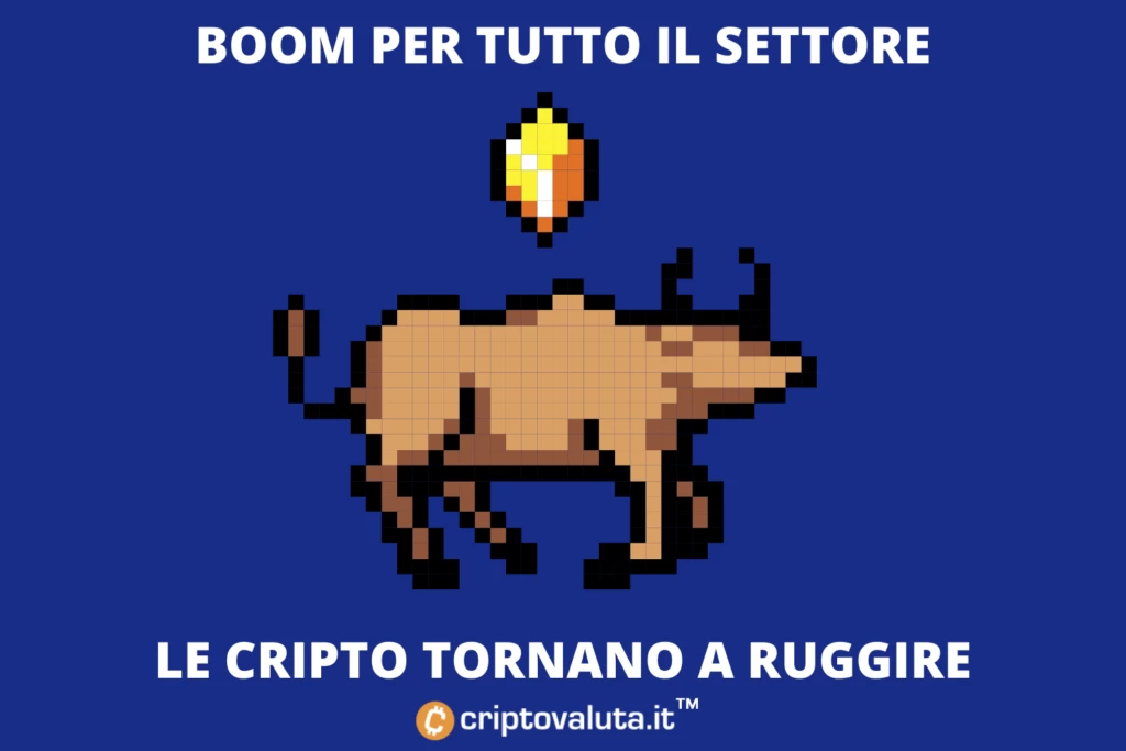 Boom delle cripto nella notte