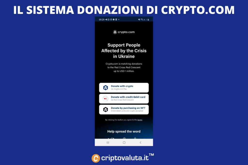 Sistema de donación Crypto.com