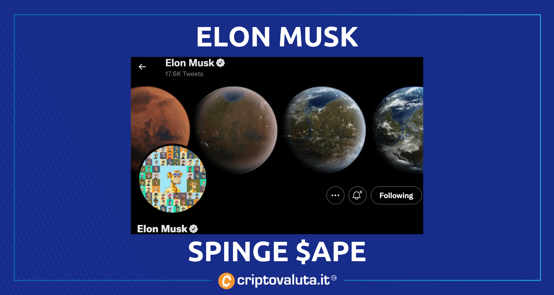 Elon Musk fa schizzare ApeCoin | Run per $APE grazie al magnate