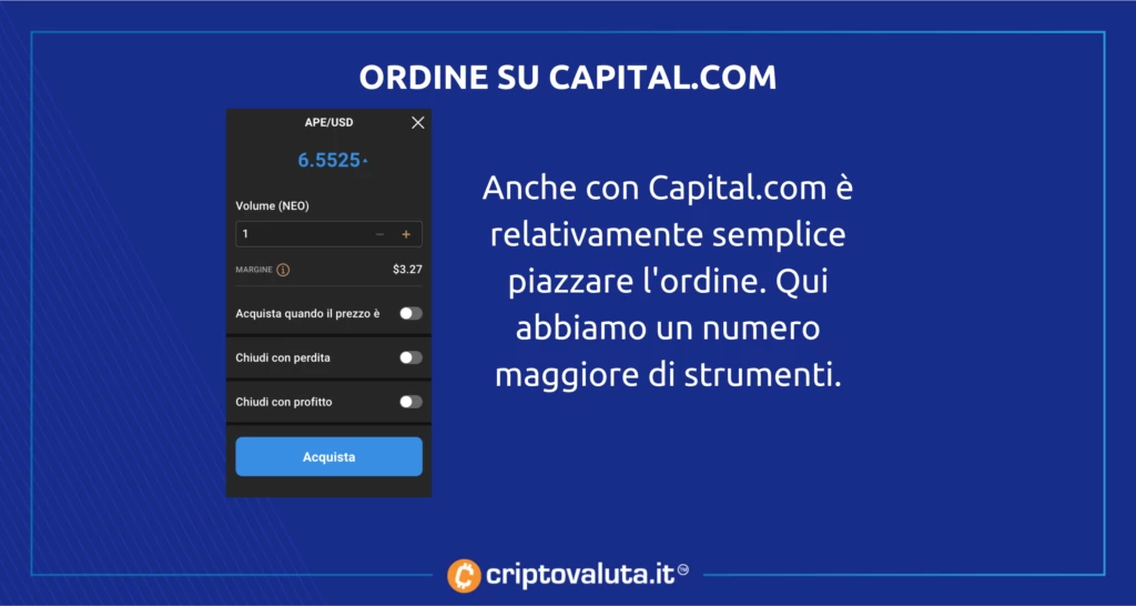 Apecoin - ordine su Capital.com