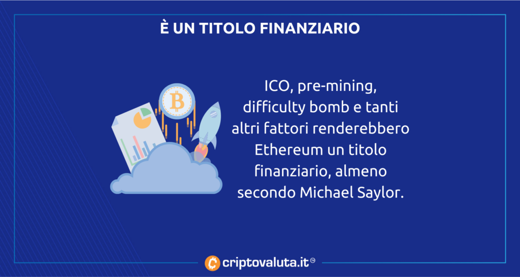 Saylor dice che ethereum è un titolo finanziario