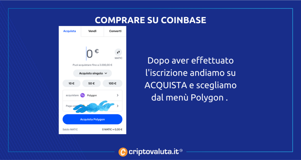 Coinbase: acquisto comprare cripto $MATIC