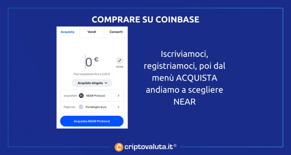 Comprare su Coinbase - NEAR PROTOCOL