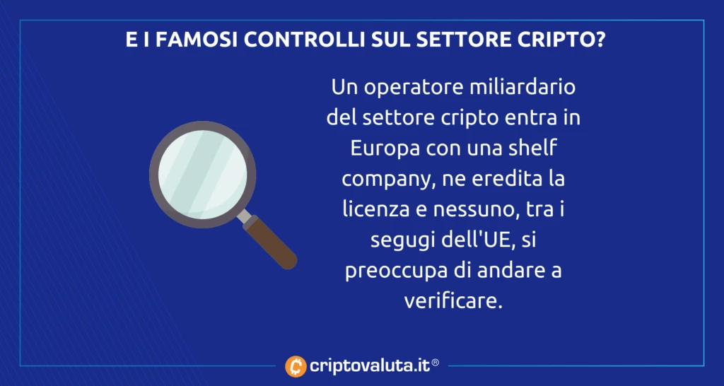 Tipo di pratiche - settore cripto UE no controlli