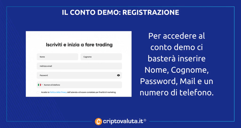 Conto demo registrazione - analisi