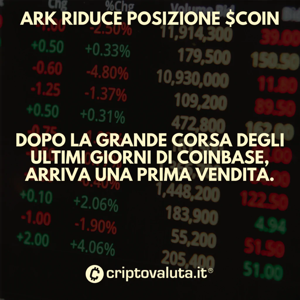 ARK vende più di 130.000 azioni Coinbase. Cosa sta succedendo?