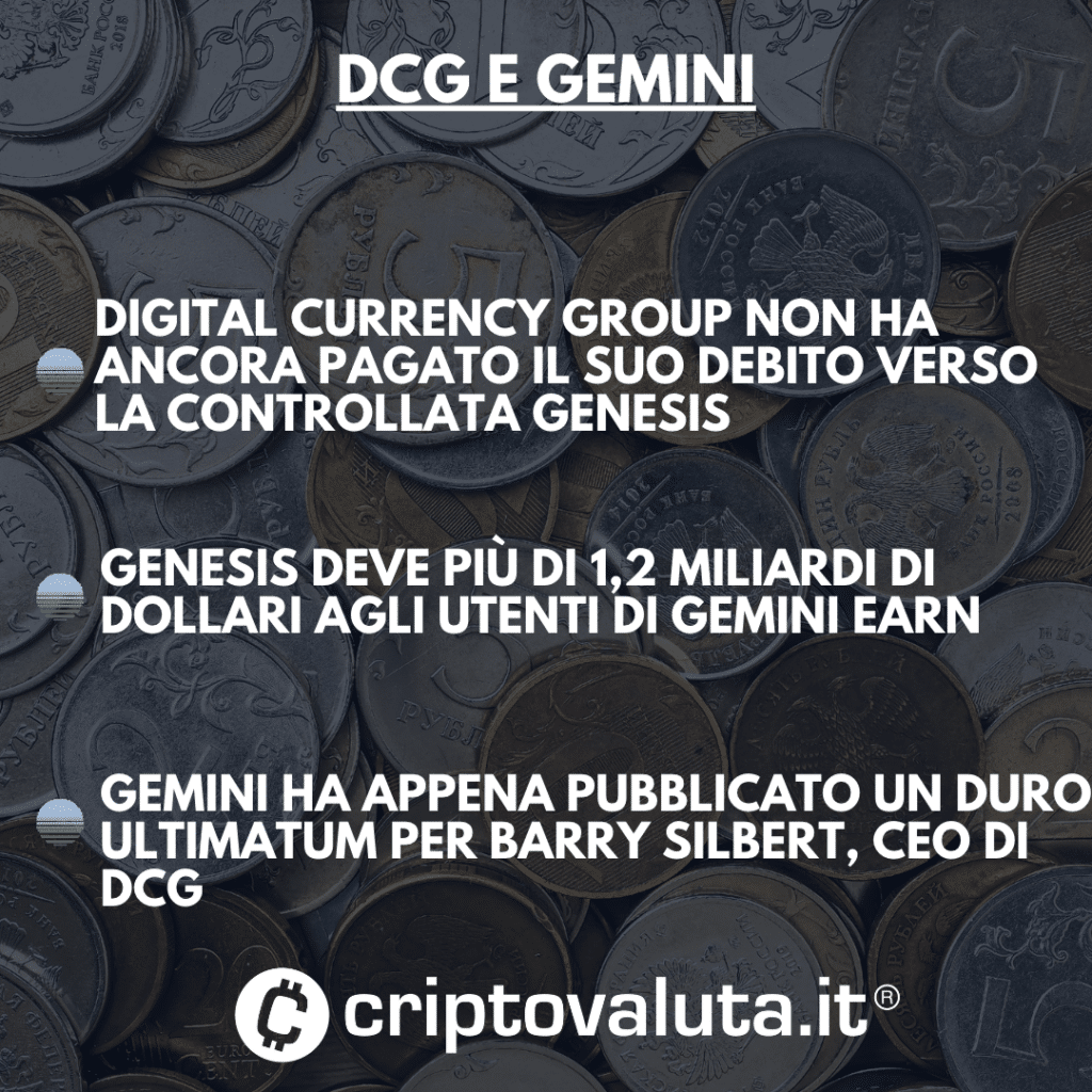 Ultimatum di Gemini a DCG