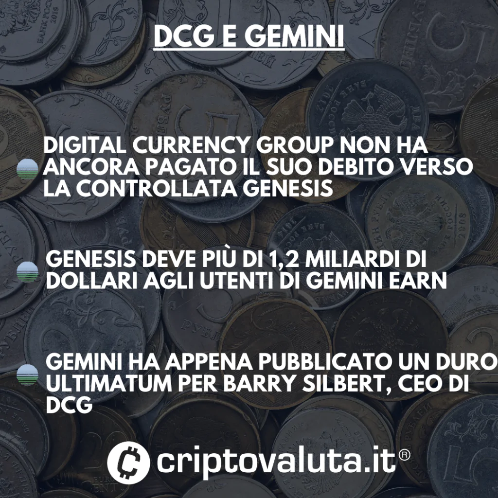 Ultimatum di Gemini a DCG