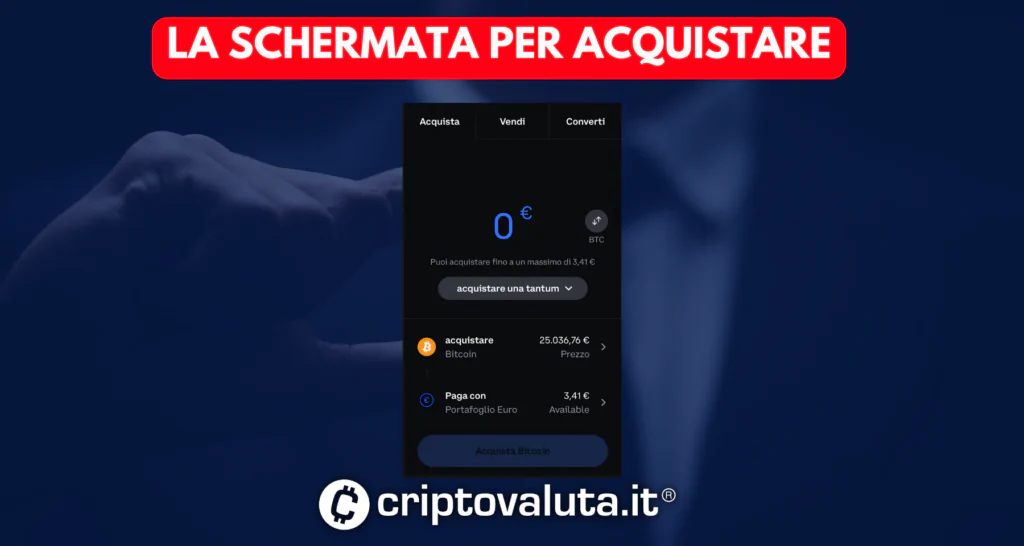 Schermata acquisto Coinbase