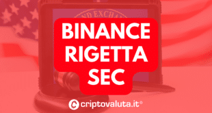 BINANCE RIGETTA SEC