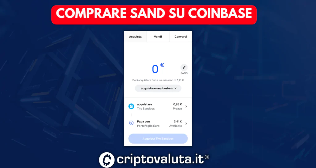 Acquisto SAND su COiNBASE