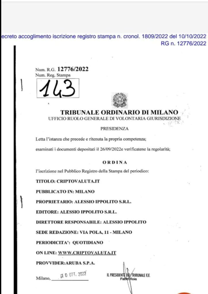 Criptovaluta.it registrazione