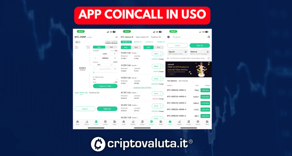 L'App di Coincall in uso