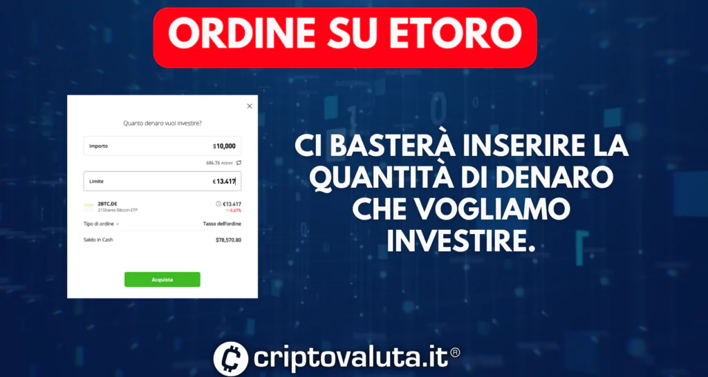 Schermata ordine su eToro