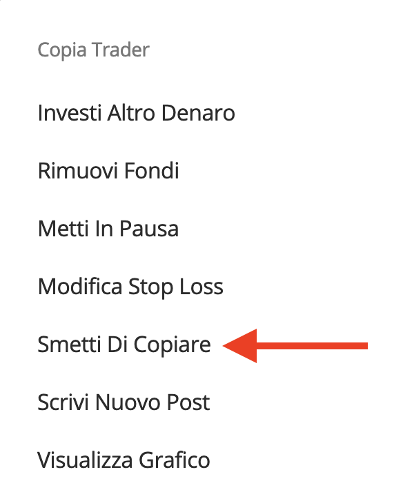 Smettere di copiare CopyTrader eToro