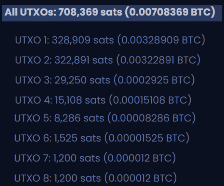 UTXO su un wallet Bitcoin