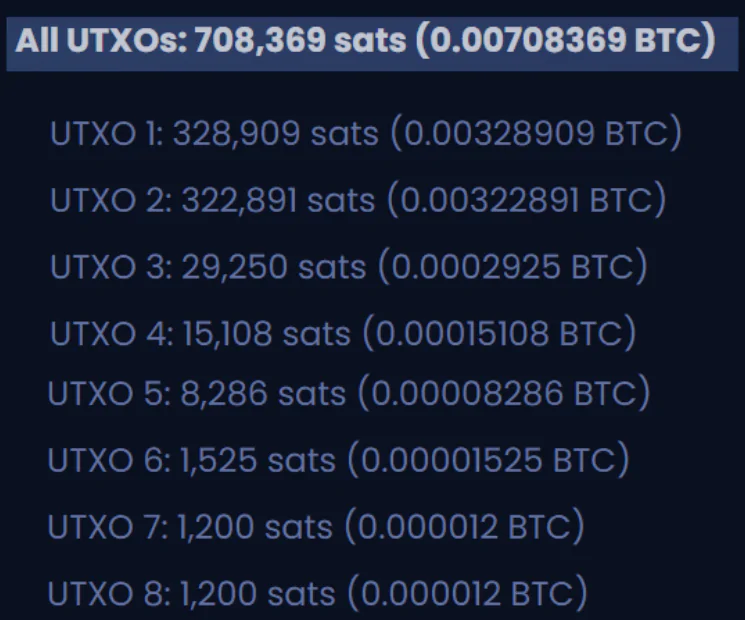 UTXO su un wallet Bitcoin