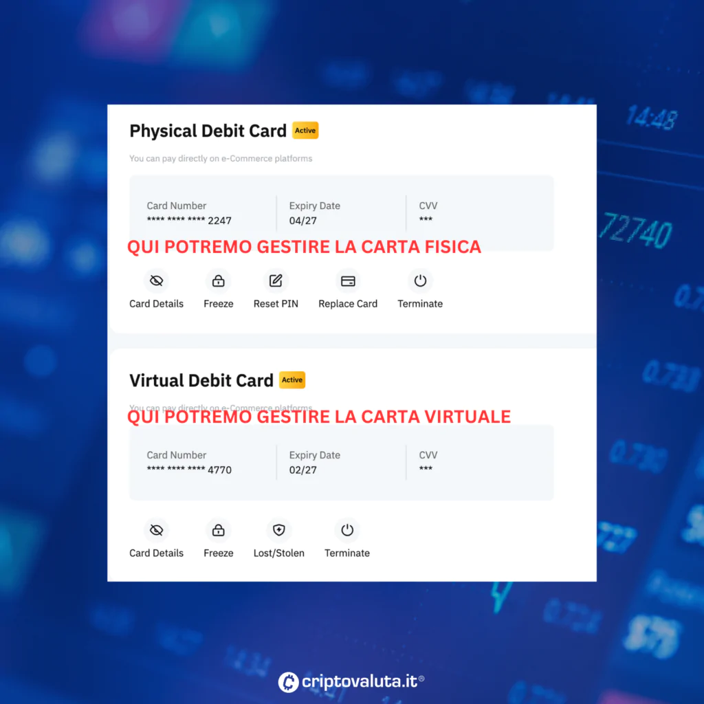 Schermata bybit carta gestione