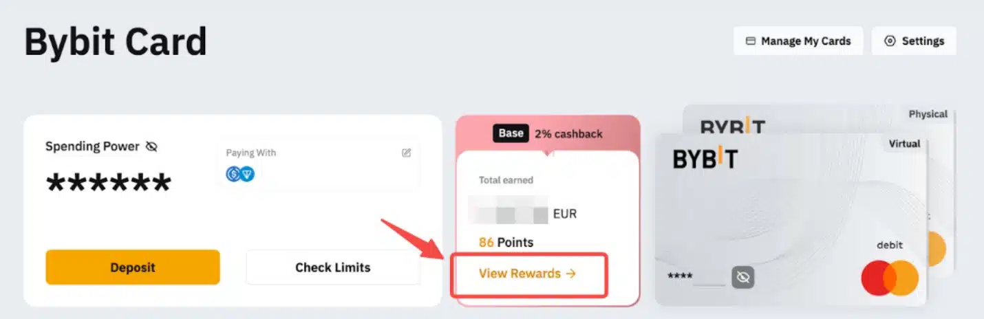 Bybit Card - gestione punti ricompense