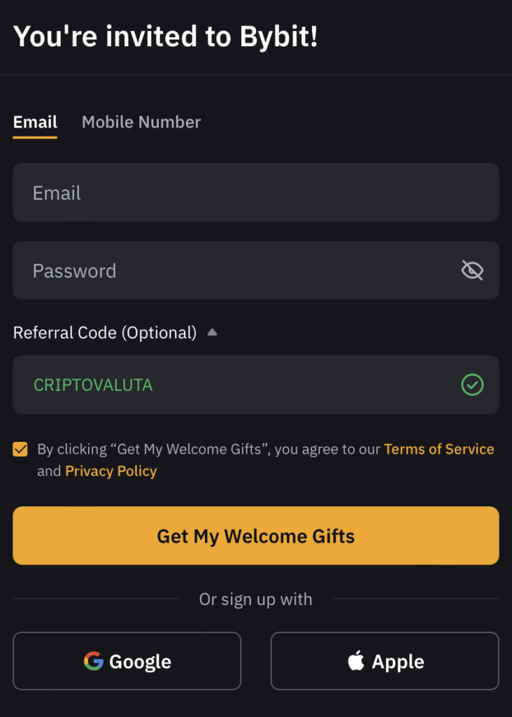 Bybit iscrizione