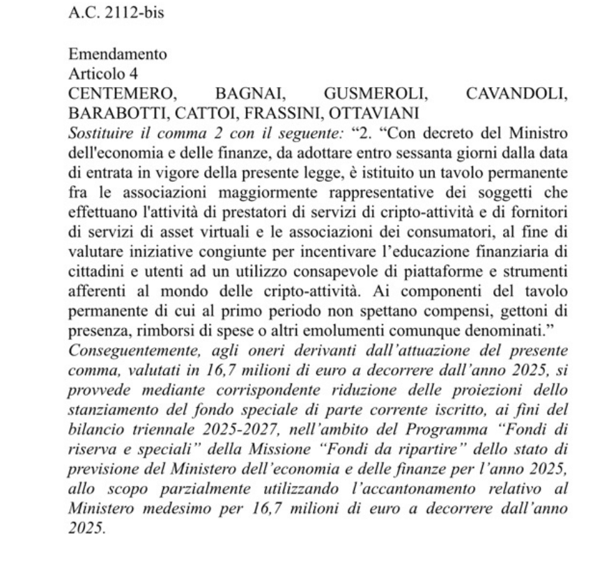 Testo primo emendamento