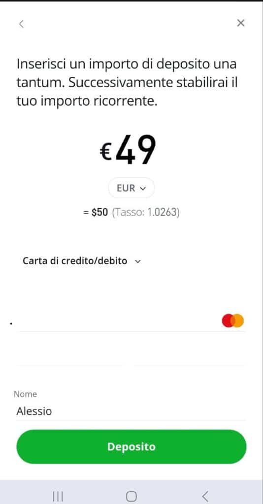 effettua il primo versamento del pac