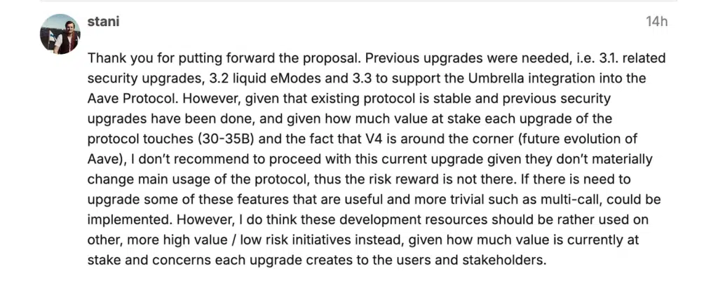 Stani Kulechov feedback proposal