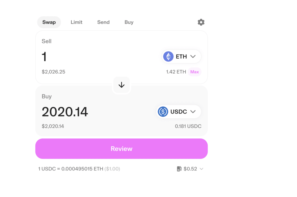Esempio di swap su uniswap