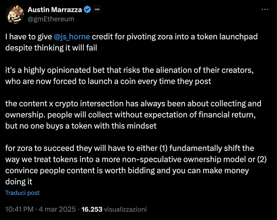 riflessione zora tokenizzazione