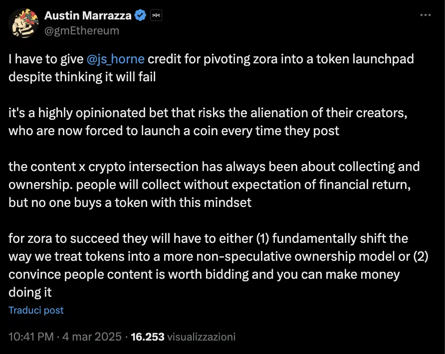 riflessione zora tokenizzazione