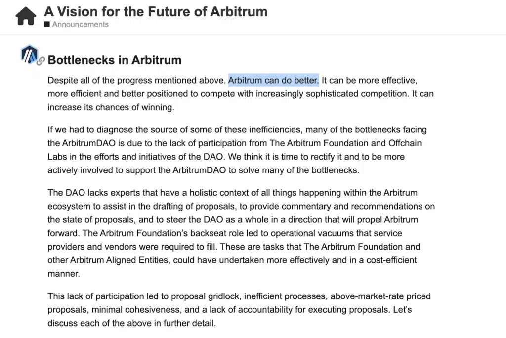 governance futuro Arbitrum
