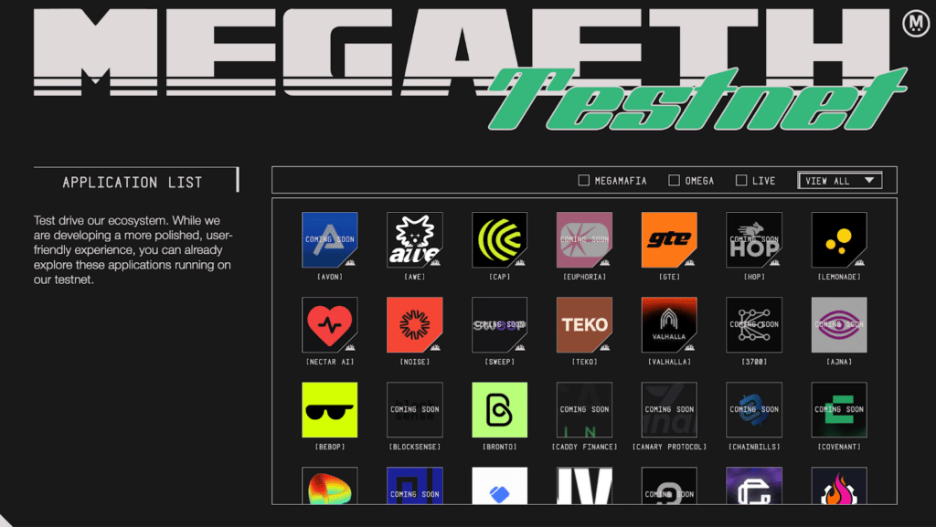 testnet ecosistema megaeth