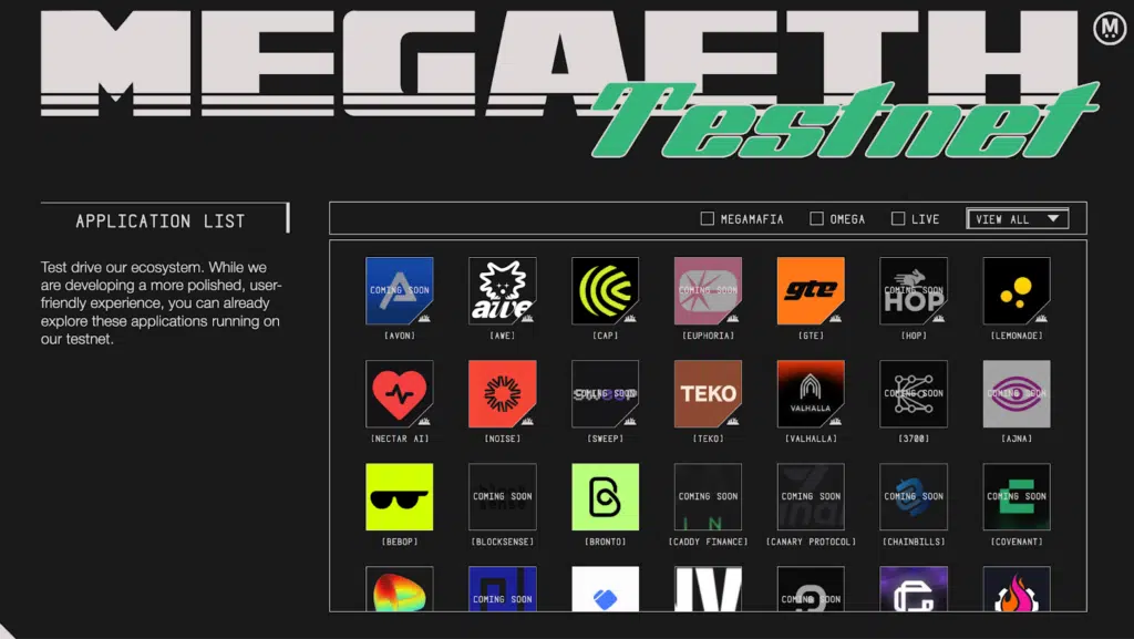 testnet ecosistema megaeth