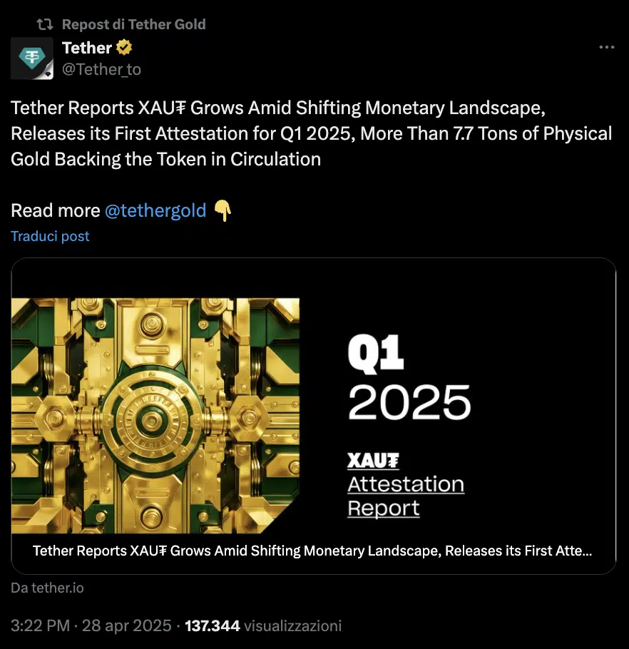 report riserve tether