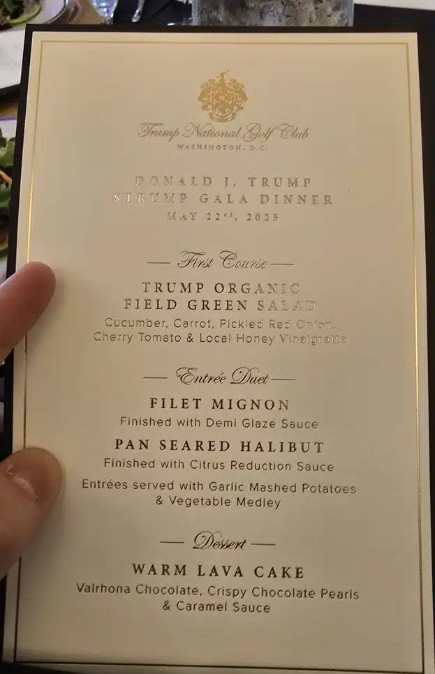 Menu cena Trump
