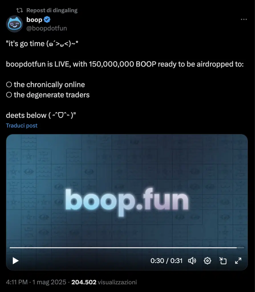 Boop.fun lancio airdrop