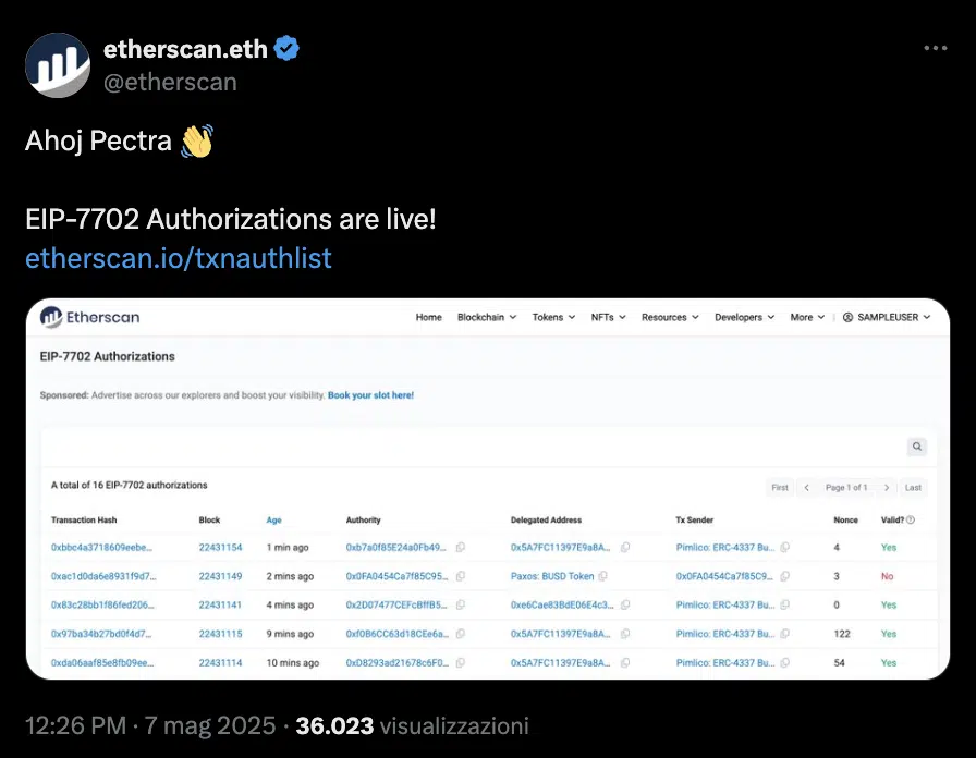 Ethereum aggiornamento pectra