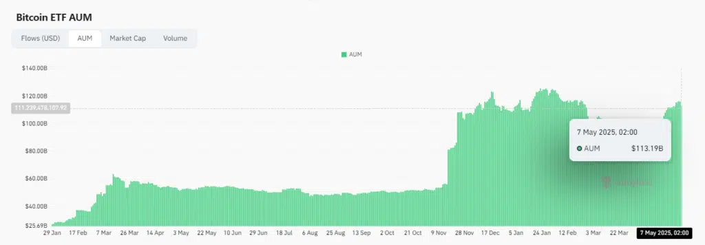 AUM Bitcoin ETF - Fonte: Coinglass