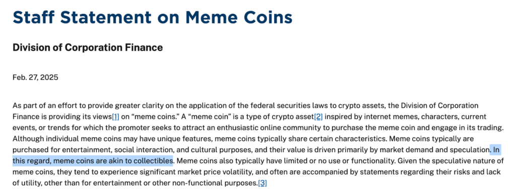 sec collezione memecoin