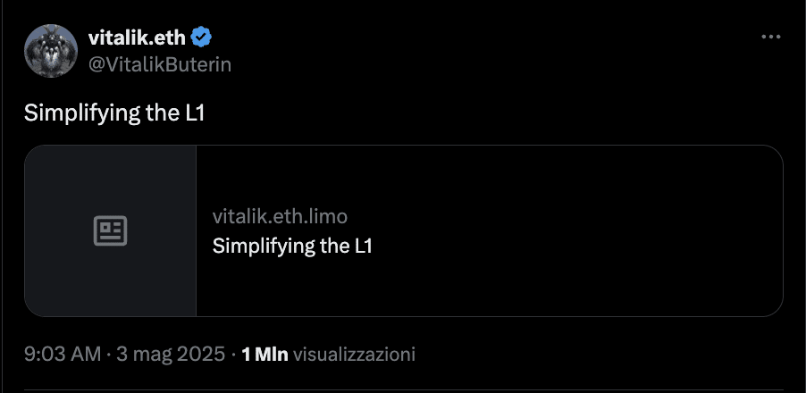 Vitalik Ethereum semplificazione